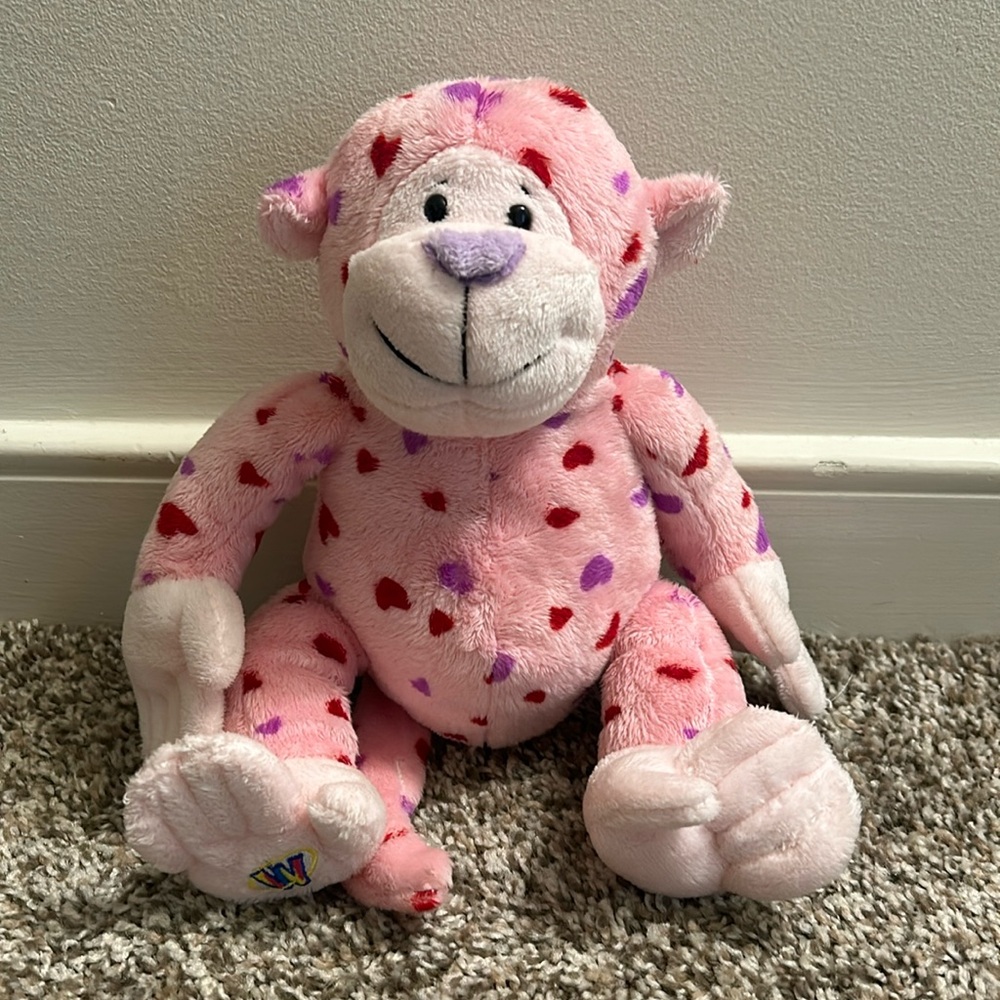 Ganz Webkinz Love Monkey HM343 Pink Hearts Plush Only, Web Code Not Included